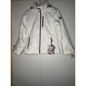 Helly Hansen Women White Crew Hooded Midlayer Jacket Waterproof 33891-001 Size M